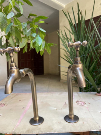 Antique Brass Cross-Handle Bathroom Faucet