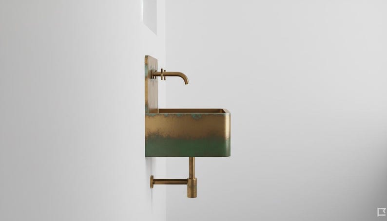 Hammered Patina Copper Wall Mount Sink
