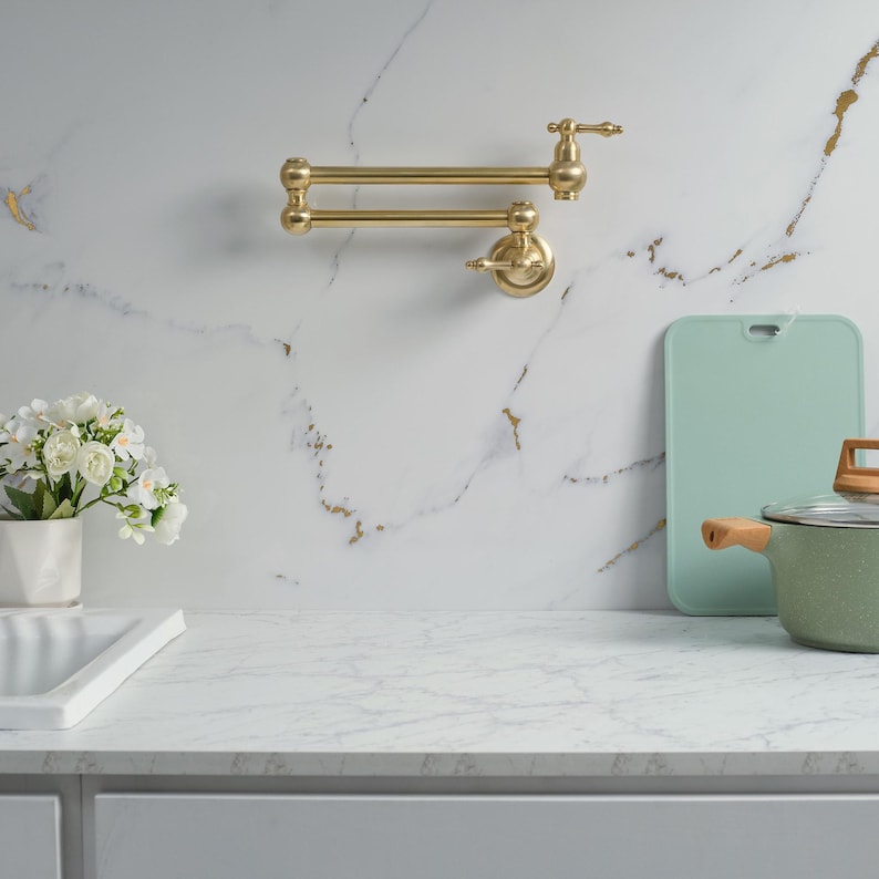 Solid Unlacquered Brass Pot Filler Faucet