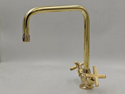 Dual Cross Handles, Single Hole, High-Arc Spout
