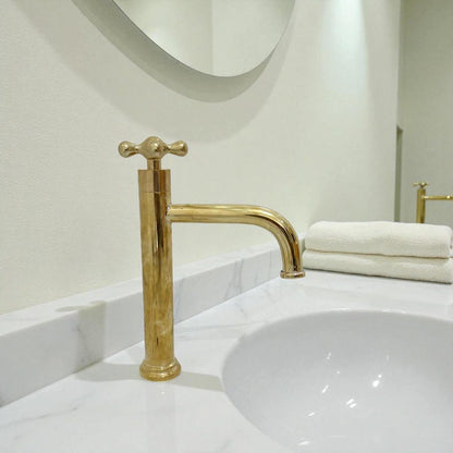 Polished Brass Tall Bathroom Faucet