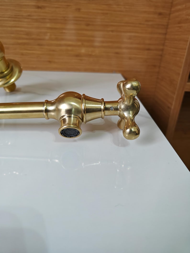 Unlacquered Brass Folding Wall Pot Filler