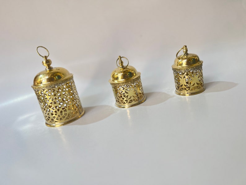 Mini Moroccan Brass Lanterns – Hand-Cut Decorative Candle Holders