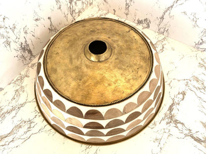 Moroccan Wood & Resin Inlay Vessel Sink with Brass Interior