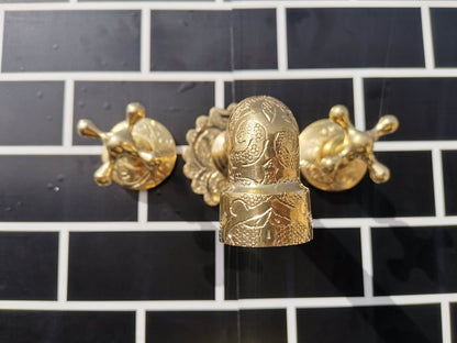 Engraved Brass Wall Mount Faucet