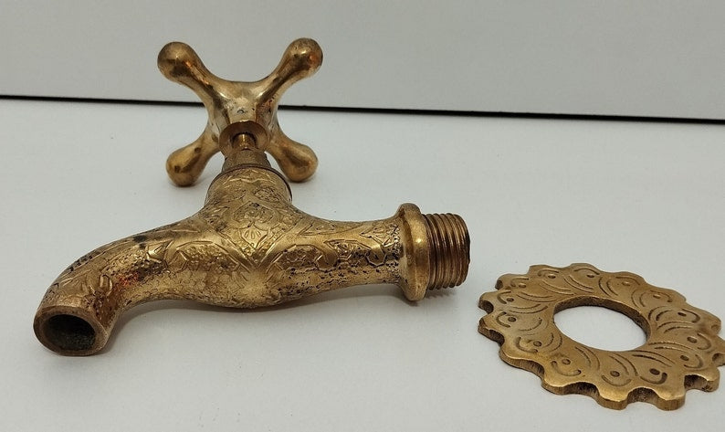 Vintage Engraved Brass Wall faucet