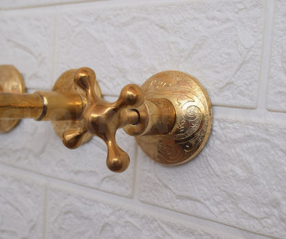 Engraved Solid Brass Wall Mount Faucet