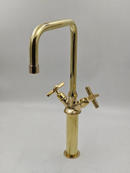 Dual Cross Handles, Single Hole, High-Arc Spout
