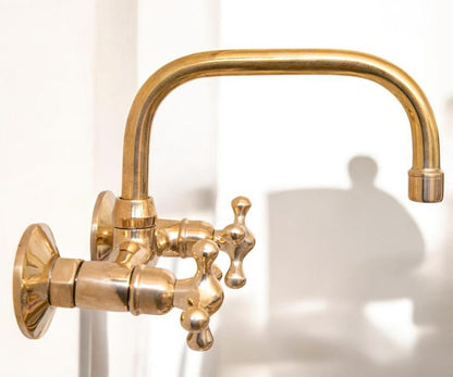 Brass Wall-Mount Bridge Faucet with Cross Handles