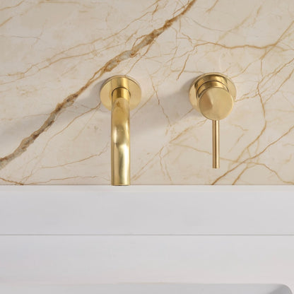 Brushed Brass Wall Mount Bathroom Faucet