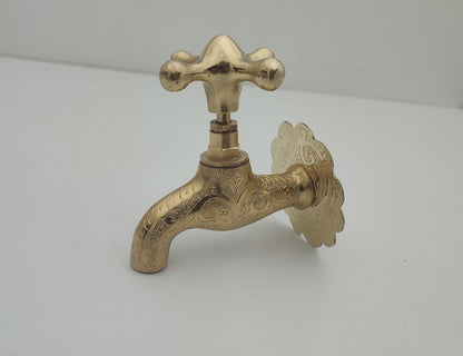 Engraved Solid Brass Wall Faucet