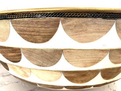 Moroccan Wood & Resin Inlay Vessel Sink with Brass Interior