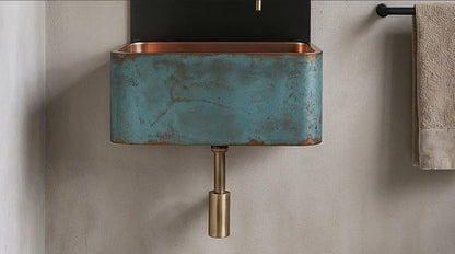 Turquoise Patina Copper Wall Mount Sink