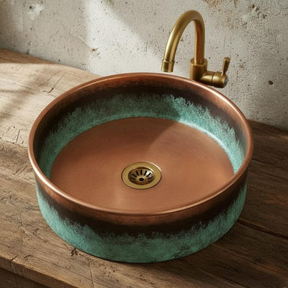 Two-Tone Patina Copper Vessel Sink
