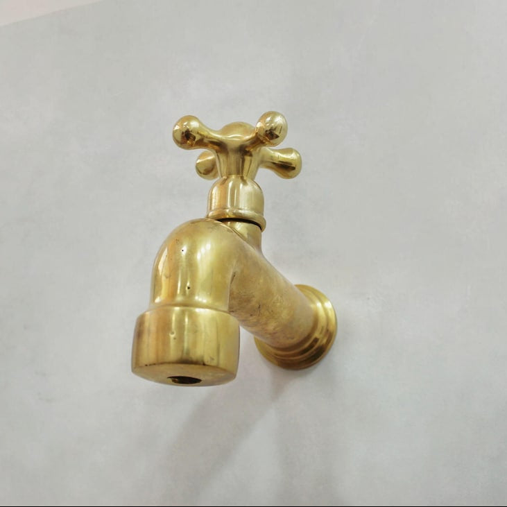 Antique Brass Wall-Mount Bibcock Tap with Cross Handle