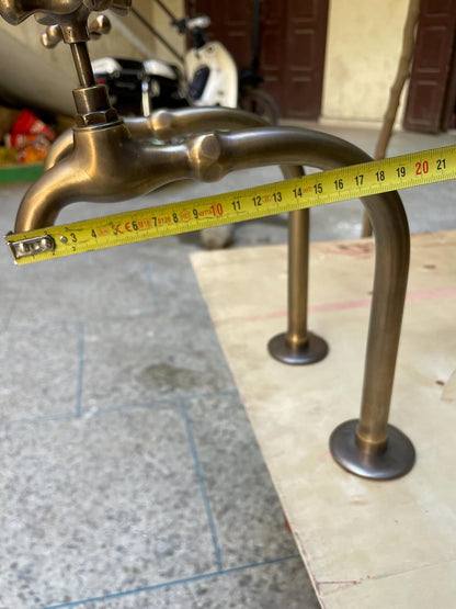 Antique Brass Cross-Handle Bathroom Faucet