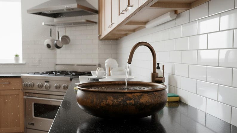 Handcrafted Aged Copper Vessel Sink