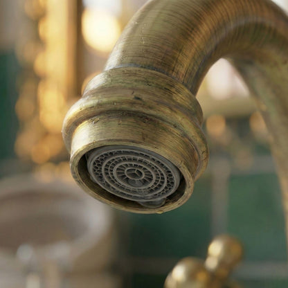 Widespread Unlacquered Brass Bathroom Faucet with Classic Cross Handles