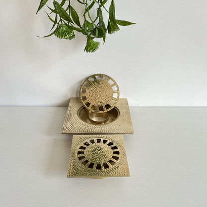 Hammered Solid Brass Square Floor Drain Cover – Modern Shower & Bathroom Drain Grate