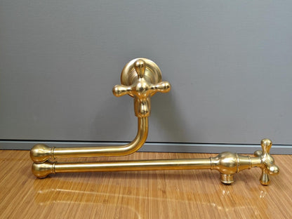 Unlacquered Brass Folding Wall Pot Filler
