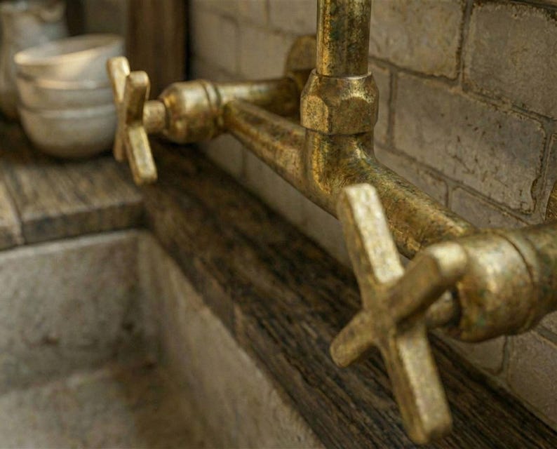 Unlacquered Brass Wall Mount Kitchen Faucet
