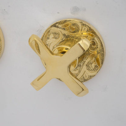 Hand-Engraved Floral Motif Wall-Mount Faucet