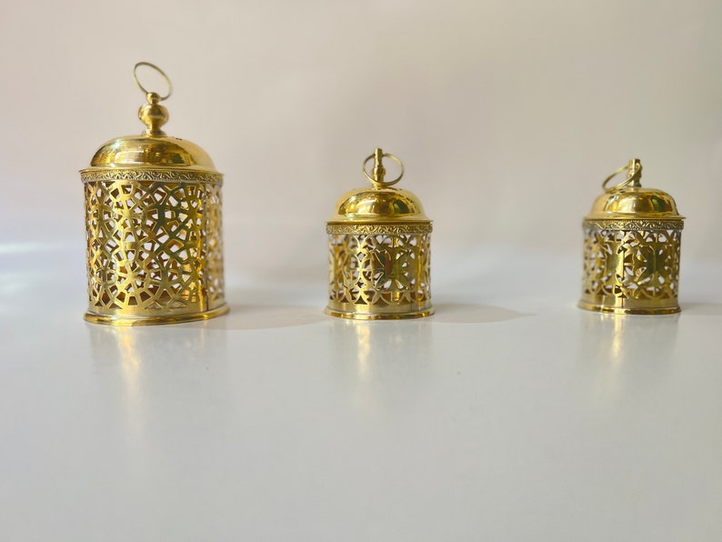 Mini Moroccan Brass Lanterns – Hand-Cut Decorative Candle Holders