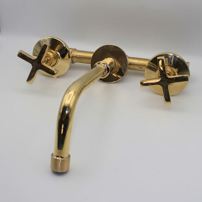 Antique Copper Engraved 3-Hole Faucet Set