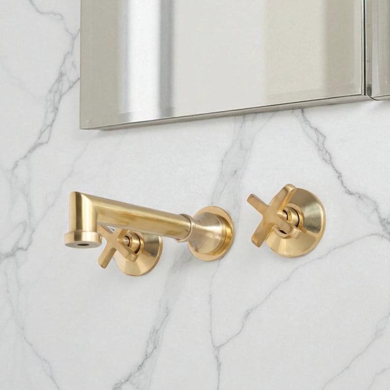 Unlacquered Brass Wall-Mount Bridge Faucet