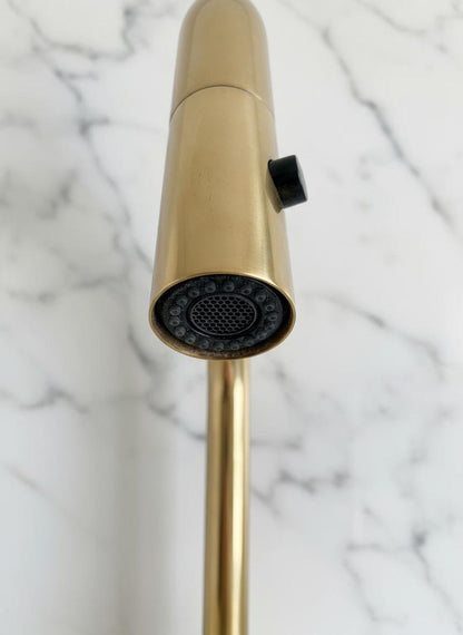 Unlacquered Brass Pull-Down Kitchen Faucet