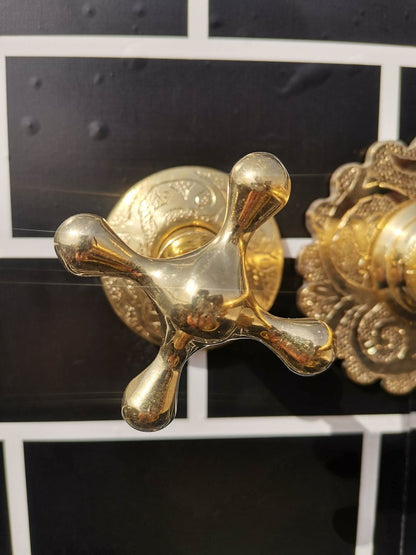 Engraved Brass Wall Mount Faucet
