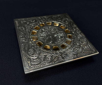 Engraved Solid Brass Square Floor Drain Cover – Ornate Moroccan Shower Drain Grate