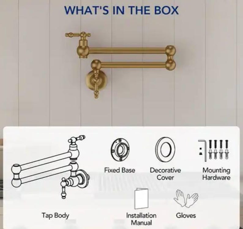 Unlacquered Brass Double Swing Pot Filler Faucet