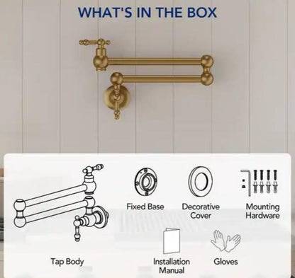 Unlacquered Brass Double Swing Pot Filler Faucet