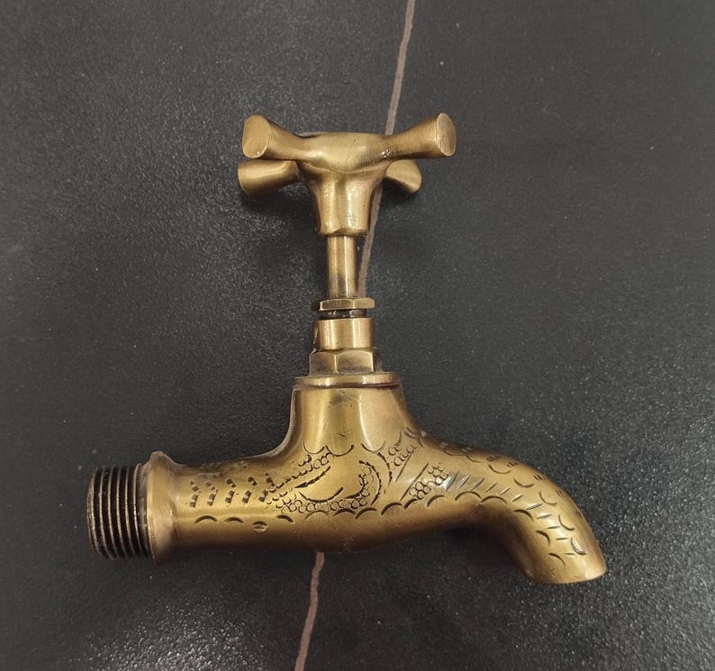Vintage Engraved Brass Wall faucet