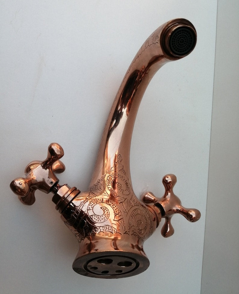 Engraved Wall-Mount Brass Faucet