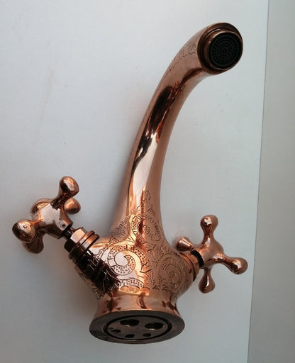 Engraved Wall-Mount Brass Faucet
