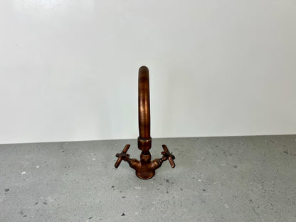 Vintage Copper Gooseneck Faucet with Cross Handles