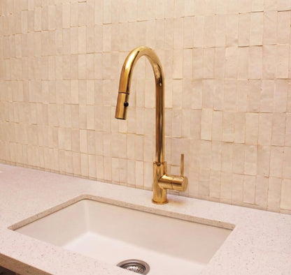 Unlacquered Brass Pull-Down Kitchen Faucet