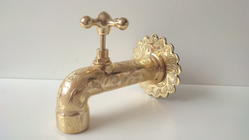 Engraved Brass Wall Tap