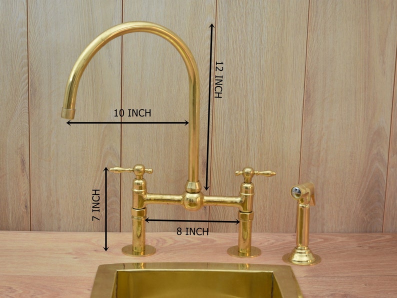 Bridge Style Solid Brass Kitchen Faucet Set