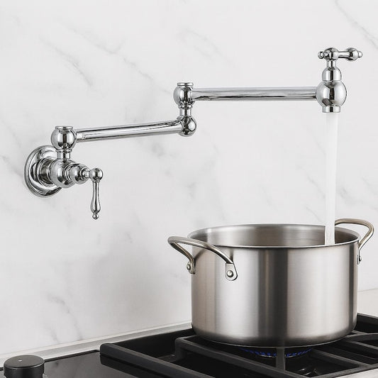 Polished Chrome Wall Mount Pot Filler Faucet