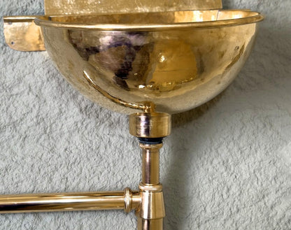 Hand-Hammered Brass Wall Fountain Sink with Cross Handles | Moroccan Style