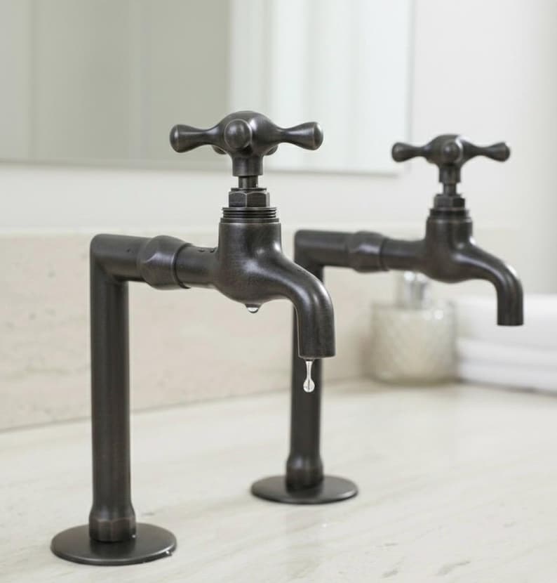 Industrial Dark Patina Brass Bathroom Faucet