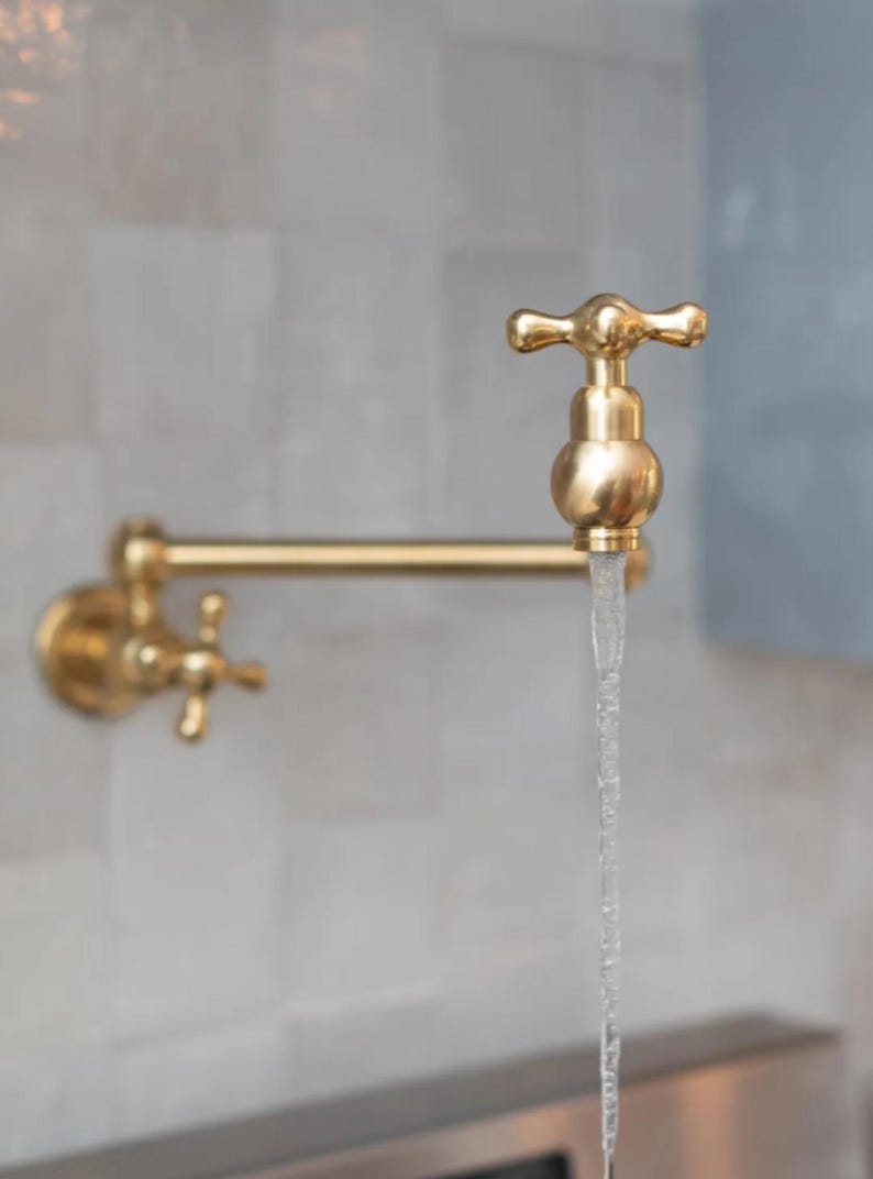 Unlacquered Brass Wall Mount Pot Filler Faucet