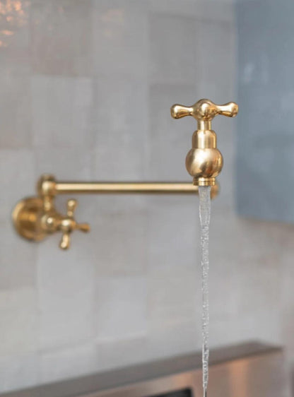 Unlacquered Brass Wall Mount Pot Filler Faucet