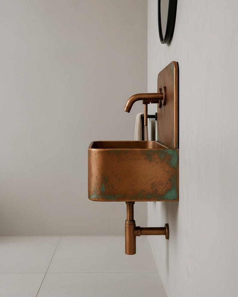 Patina Copper Wall Mount Sink
