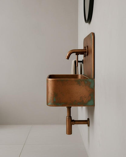 Patina Copper Wall Mount Sink
