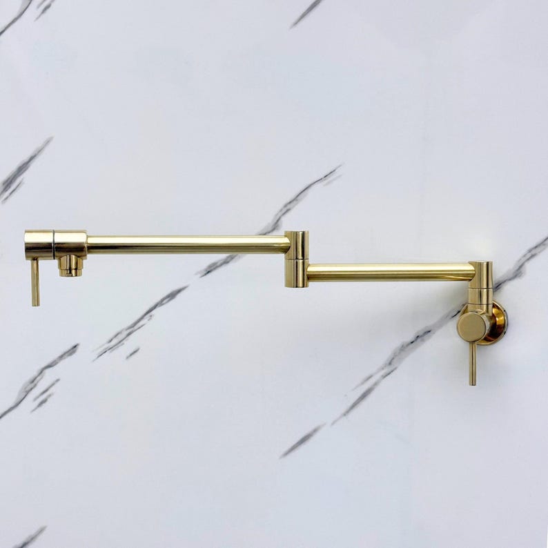 Modern Unlacquered Brass Pot Filler Faucet