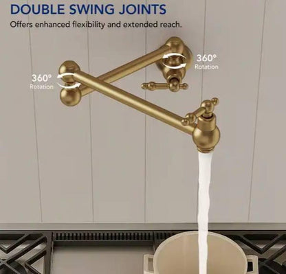 Unlacquered Brass Double Swing Pot Filler Faucet